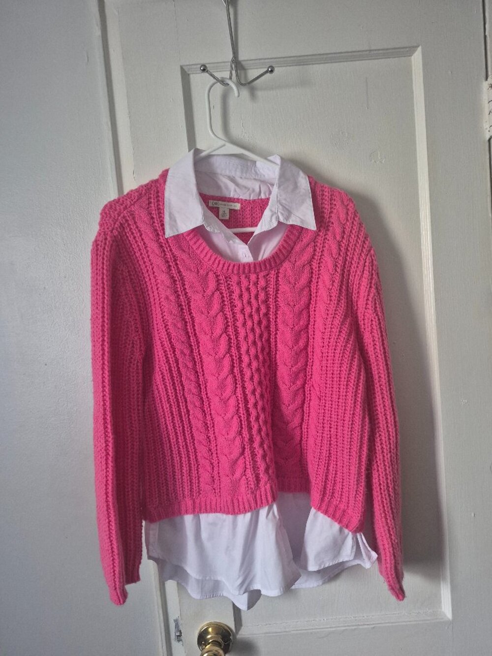 Pink and White Sweater Shirt